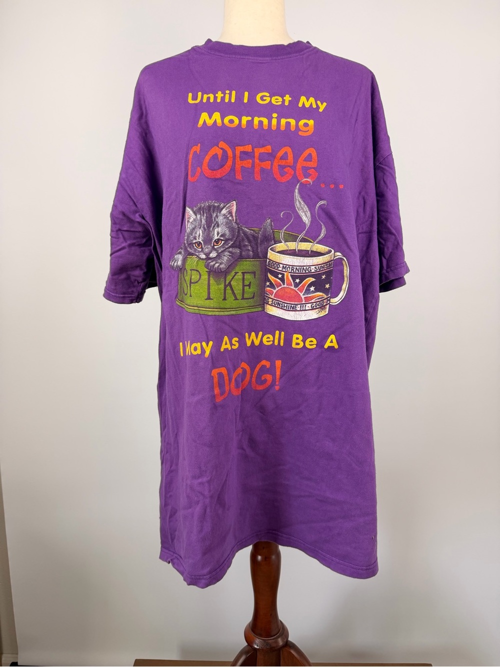 Purple Cat & Coffee Graphic Tee for Cats - Unbranded